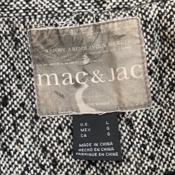 Women Mac  & Jac black and gray tweed three button jacket size large preowned - Picture 6 of 14
